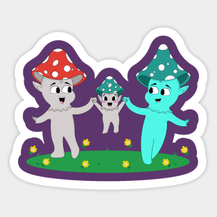 Mushroom Family (Redesign) Sticker